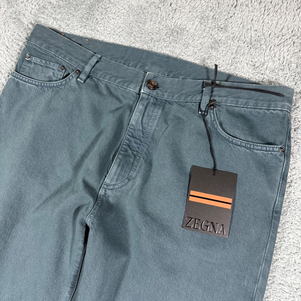 New Zegna Roccia Jeans Trousers Men Size‎ 38x34 Blue Slim Fit 5 Pocket Old Money